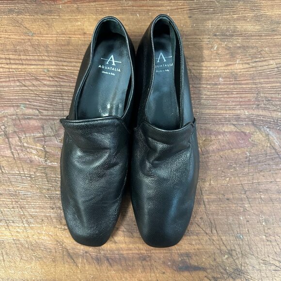 Aquatalia Revy Black Leather Weatherproof Loafer 7.5 - Picture 6 of 12